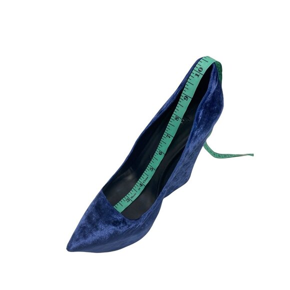 Theyskens Theory Blue Velvet Platform Heels Pumps Wedge Size US 7 NWOB Party - Picture 8 of 9